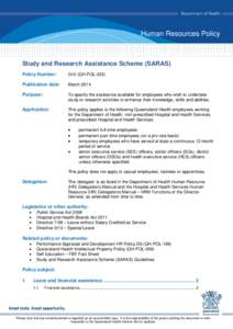 Study and Research Assistance Scheme (SARAS) HR Policy G10