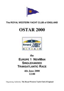 The ROYAL WESTERN YACHT CLUB of ENGLAND  OSTAR 2000 the