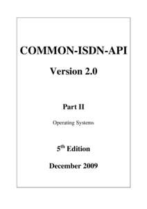 COMMON-ISDN-API Version 2.0 Part II Operating Systems