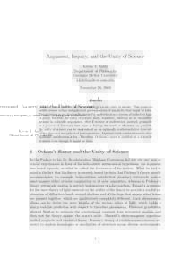 Argument, Inquiry, and the Unity of Science Kevin T. Kelly Department of Philosophy Carnegie Mellon University  November 28, 2008