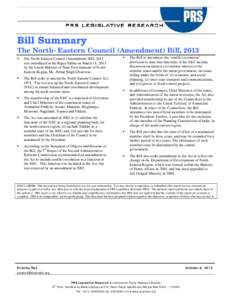 Microsoft Word - Bill Summary -- The North-Eastern Council _Amendment_ Bill[removed]docx