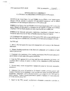 FWS Agreement # PCFL-02-O1  FWC Agreement No. MEMORANDUM OF AGREEMENT FLATWOODS SALAMANDER CONSERVATION IN FLORIDA