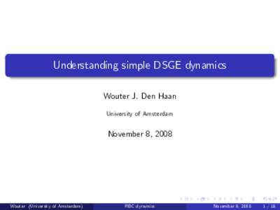 Understanding simple DSGE dynamics Wouter J. Den Haan University of Amsterdam November 8, 2008