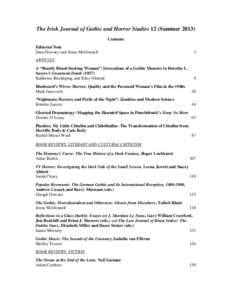 The Irish Journal of Gothic and Horror Studies 12 (Summer[removed]Contents Editorial Note Dara Downey and Jenny McDonnell  3