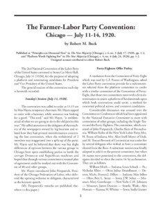 Buck: The 1920 Farmer-Labor Party Convention [July 11-14, [removed]