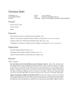 Christian Rühl: Curriculum Vitae