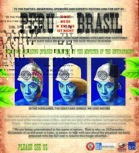 TO THE PARTIES, OBSERVERS, SPONSORS AND EXPERTS VISITING LIMA FOR COP-20  PERU BRASIL IS NOT NO ES N´EST PAS