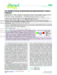 Articles pubs.acs.org/acschemicalbiology The GCaMP‑R Family of Genetically Encoded Ratiometric Calcium Indicators Jung-Hwa Cho,† Carter J. Swanson,∥ Jeannie Chen,‡ Ang Li,§ Lisa G. Lippert,⊥ Shannon E. Boye,#