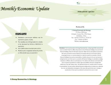 Monthly Economic Update  PUBLICATION: April 2014 Produced By
