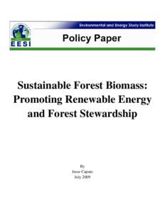 Sustainable Forest Biomass: Promoting Renewable Energy and Forest Stewardship By Jesse Caputo