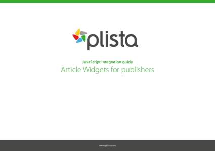 JavaScript integration guide  Article Widgets for publishers www.plista.com