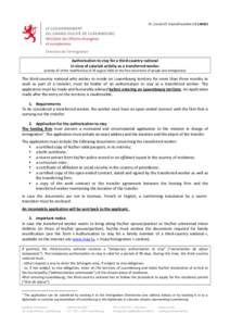 07_Cond.AST.TravSalTransféré.EN[removed]Authorisation to stay for a third-country national in view of salaried activity as a transferred worker (articles 47 of the modified law of 29 august 2008 on the free movement of