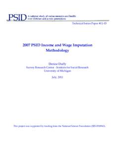 2007 PSID Total Family Income Imputation Methodology