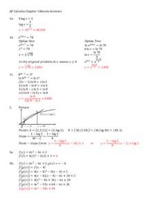 AP Calculus Chapter 1 Review Answers 1𝑎. 3 log 𝑥 = 5 5 log 𝑥 =