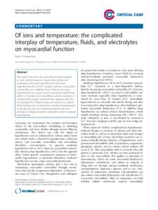 Polderman Critical Care 2013, 17:1018 http://ccforum.com/contentCOMMENTARY  Of ions and temperature: the complicated