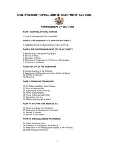 CIVIL AVIATION ACT (REPEAL AND RE-ENACTMENT) BILL 2006