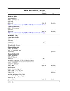 Maine Artists Guild Catalog Location Price  BALISE, SETT