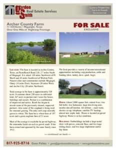 FOR SALE EXCLUSIVE Archer County Farm