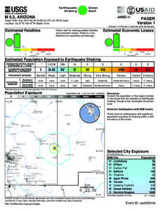 Green Alert Earthquake Shaking M 5.2, ARIZONA