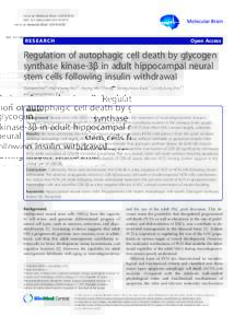 Regulation of autophagic cell death by glycogen synthase kinase-3β in adult hippocampal neural stem cells following insulin withdrawal
