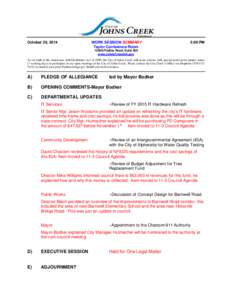 City of Johns Creek October 20, 2014 Work Session Summary