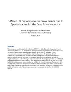 GASNet-EX Performance Improvements Due to Specialization for the Cray Aries Network