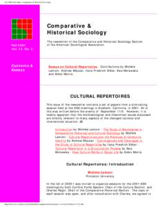 Laurent Thévenot / Luc Boltanski / Sociology of culture / Michèle Lamont / Charles Tilly / Structuration / Culture / Talcott Parsons / Identity formation / Sociology / Academia / Science