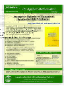 Dynamical systems / Aerodynamics / Systems / Systems theory / Lyapunov exponent / Attractor / Claude-Louis Navier / Asymptotic analysis / Lyapunov stability / NavierStokes equations / Fluid dynamics / Mathematics