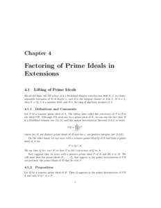 Chapter 4  Factoring of Prime Ideals in Extensions 4.1
