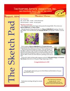 The Harford Artists’ Assocation, Inc. 503 Churchville Road • Bel Air, Md[removed]9499 August, 2014