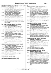 Monday, July 07, David Gilliam  Page: 1 PROGRAM DANCES: Mists of Thistledoon / Crazy Cake Mix PELORUS JACK (J8x32) 3C (4C set)