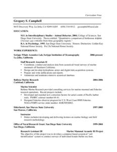 Curriculum Vitae  Gregory S. Campbell 8635 Discovery Way, La Jolla, CA