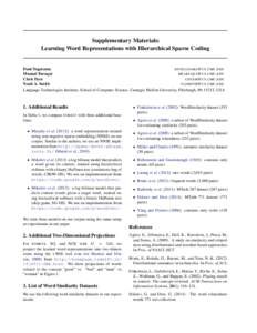 Supplementary Materials: Learning Word Representations with Hierarchical Sparse Coding Dani Yogatama DYOGATAMA @ CS . CMU . EDU Manaal Faruqui