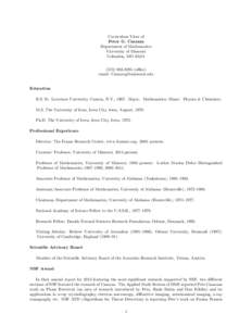 Curriculum Vitae of Peter G. Casazza Department of Mathematics University of Missouri Columbia, MO[removed]8285 (office)