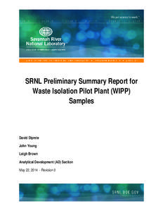 Microsoft Word - Waste Isolation Pilot Plant Summary Report May[removed]docx