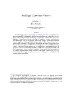 An Engel Curve for Variety Nicholas Li∗ U.C. Berkeley November 10, 2010 – Version 1.0 Job Market Paper Abstract