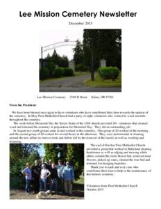 Lee Mission Cemetery Newsletter December 2015 Lee Mission CemeteryD Street