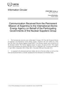 INFCIRC/539/Rev.6 - Communication Received from the Permanent Mission of Argentina to the International Atomic Energy Agency on Behalf of the Participating Governments of the Nuclear Suppliers Group