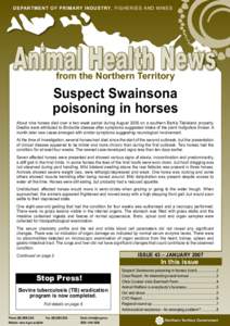 DEPARTMENT OF PRIMARY INDUSTRY, FISHERIES AND MINES  Animal Health News from the Northern Territory  Suspect Swainsona