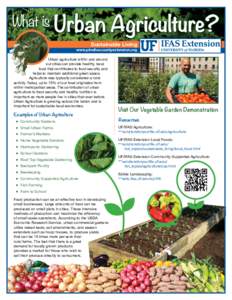 What is Urban Agriculture? Sustainable Living www.pinellascountyextension.org Urban agriculture within and around our cities can provide healthy, local