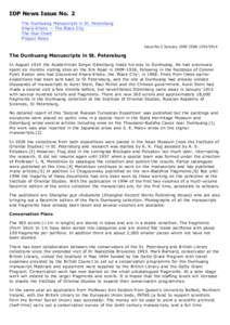 IDP News Issue No. 2 The Dunhuang Manuscripts in St. Petersburg Khara-Khoto — The Black City The Star Chart Project News Issue No.2 January 1995 ISSN[removed]