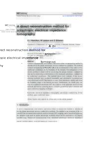 A direct reconstruction method for anisotropic electrical impedance tomography