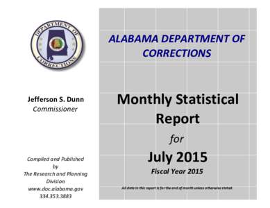 ALABAMA DEPARTMENT OF CORRECTIONS Jefferson S. Dunn Commissioner