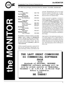 the MONITOR Commodore Users Group of Saskatchewan the MONITOR29th Avenue