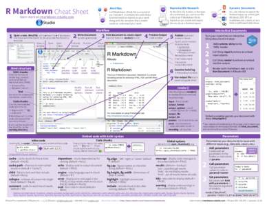 R Markdown Cheat Sheet  .Rmd files An R Markdown (.Rmd) file is a record of your research. It contains the code that a scientist needs to reproduce your work
