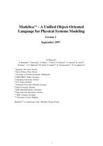 ModelicaTM - A Unified Object-Oriented Language for Physical Systems Modeling Version 1 SeptemberH. Elmqvist1,