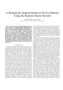 1  A Biologically Inspired Denial of Service Detector Using the Random Neural Network ¨ Georgios Loukas and G¨ulay Oke