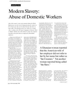 (c)Off Our Backs, reproduced with permission  analysis Modern Slavery: Abuse of Domestic Workers