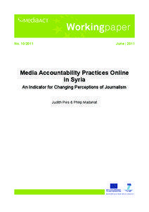 Media Accountability Practices Online in Syria: An Indicator for Changing Perceptions of Journalism