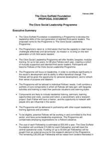FebruaryThe Clore Duffield Foundation PROPOSAL DOCUMENT The Clore Social Leadership Programme Executive Summary